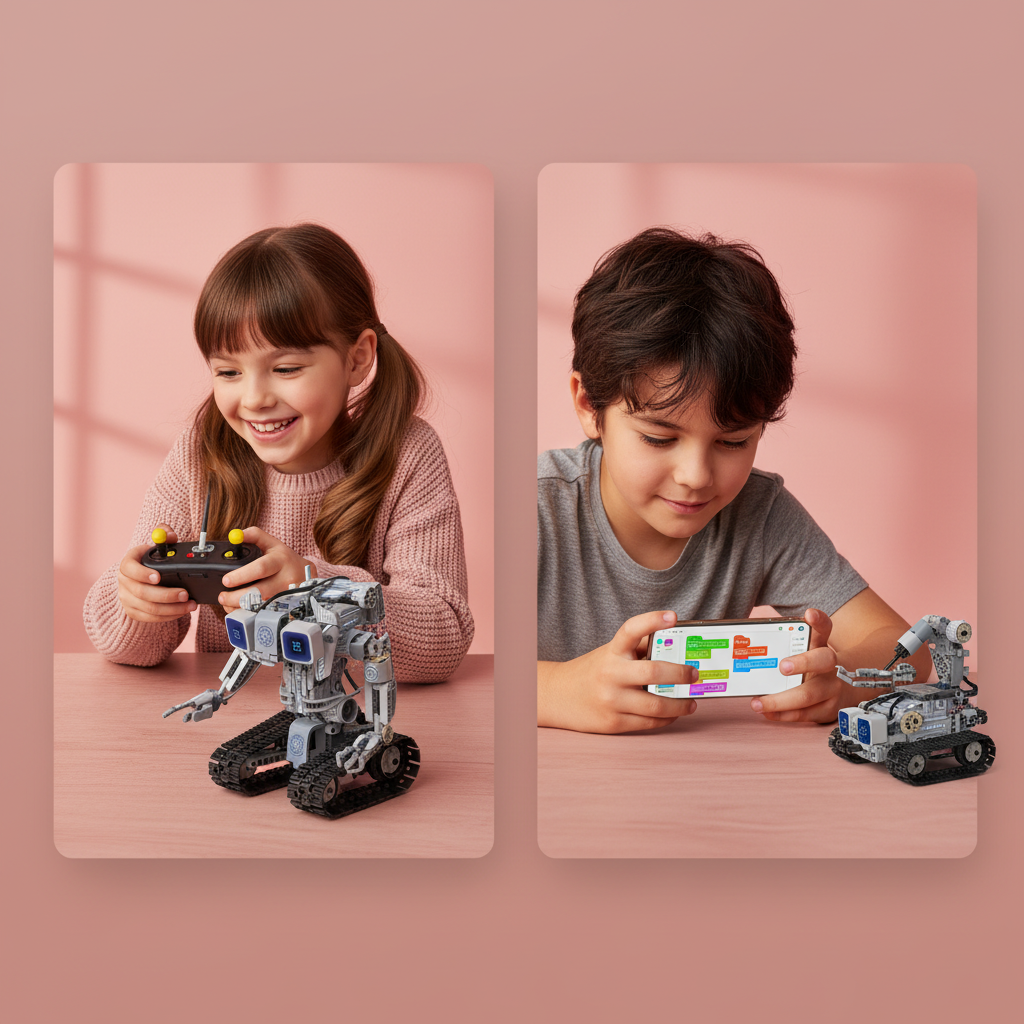 Enfants pilotent et programment robot Mode Pilotage télécommande 