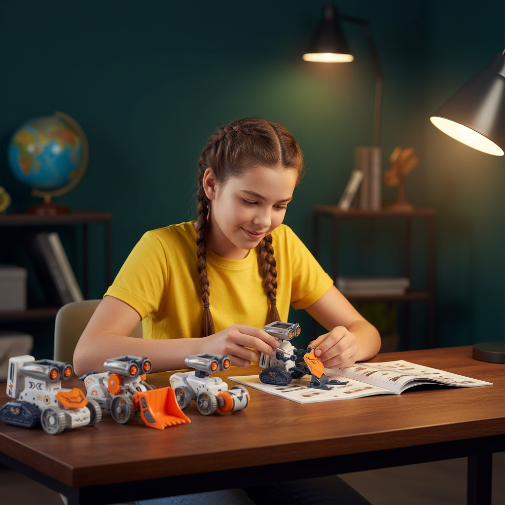 Fille labo science robots trophées