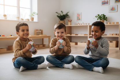 Groupe d'enfants avec balles à billes