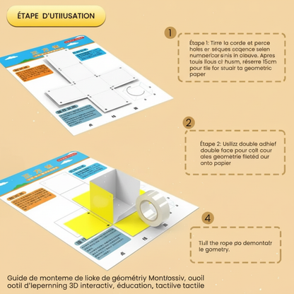 Guide étapes utilisation livre géométrie 3D Montessori