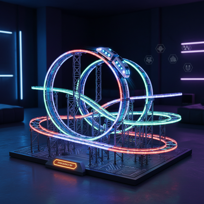 Circuit train magnétique anti-gravité 3D avec looping, piste rechargeable STEM enfant 6-12 ans