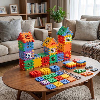 Jeu de construction • blocs de construction maison grande échelle enfant
