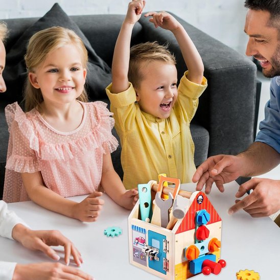Jeu de construction • établi enfant pliable 2-en-1 boîte de rangement