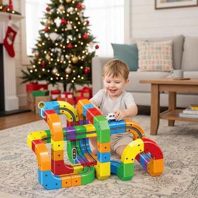 Jeu de construction magnétique, kit construction ferroviaire STEM