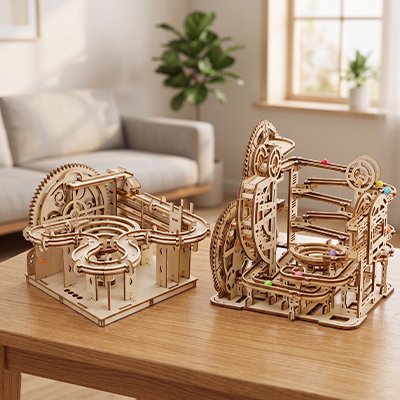 Jeu de construction puzzle 3D en bois circuit à billes