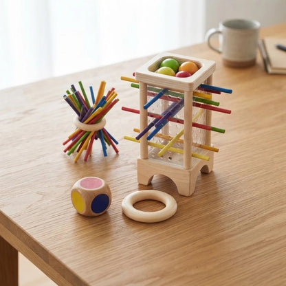 Jeu de cueillette de bâtons en bois pour la motricité fine