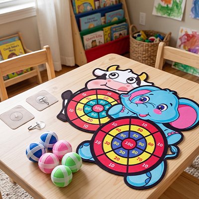 Jeu de fléchettes Montessori éléphant vache 4–6 ans