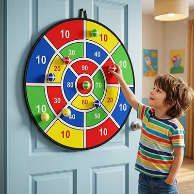 Jeu de fléchettes pour enfants – cible velcro surdimensionnée