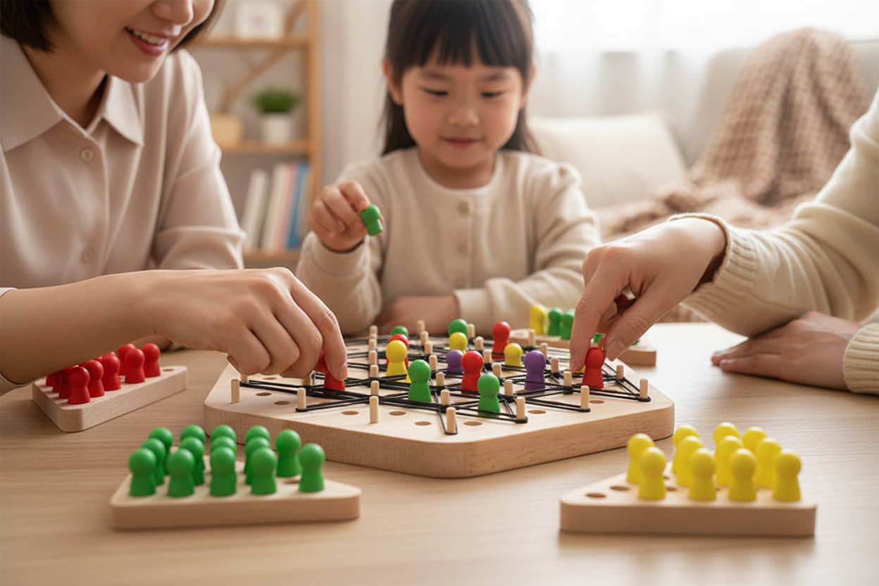 jeu de stratégie géométrique bois famille