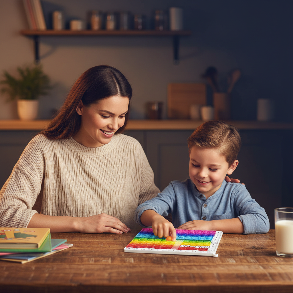 Jeu de maths pop-it mère et fils moment complice