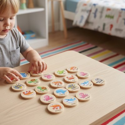 Jeu de mémoire, jeu d’observation en bois