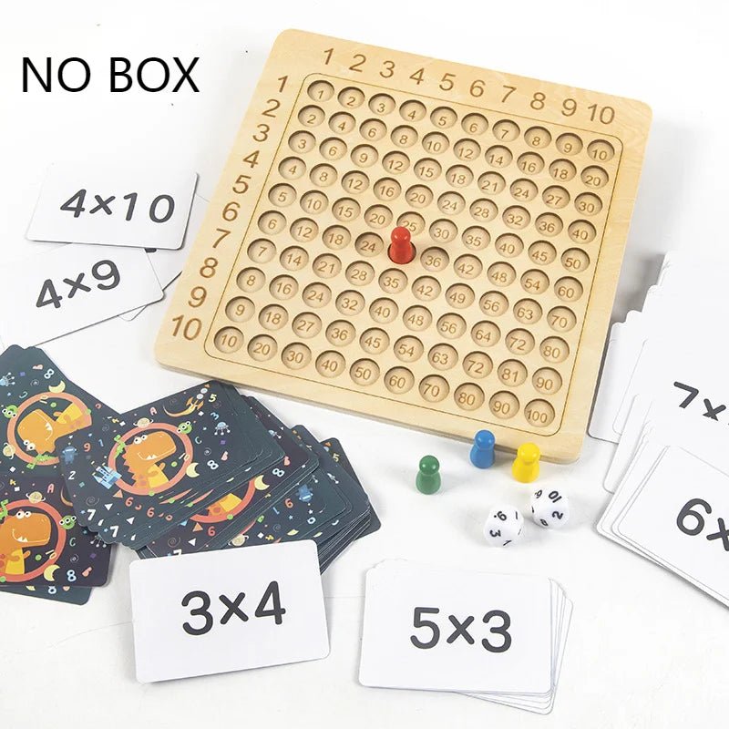 Jeu de Plateau en Bois de Multiplication - Jouet Éducatif - Jeu Éducatif Enfant