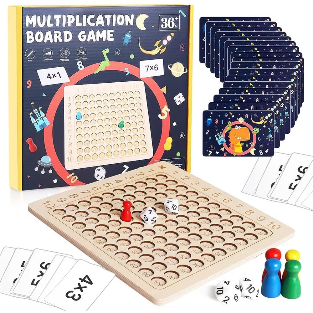 Jeu de Plateau en Bois de Multiplication - Jouet Éducatif - Jeu Éducatif Enfant