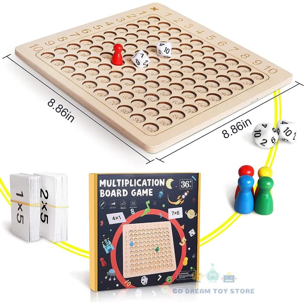 Jeu de Plateau en Bois de Multiplication - Jouet Éducatif - Jeu Éducatif Enfant