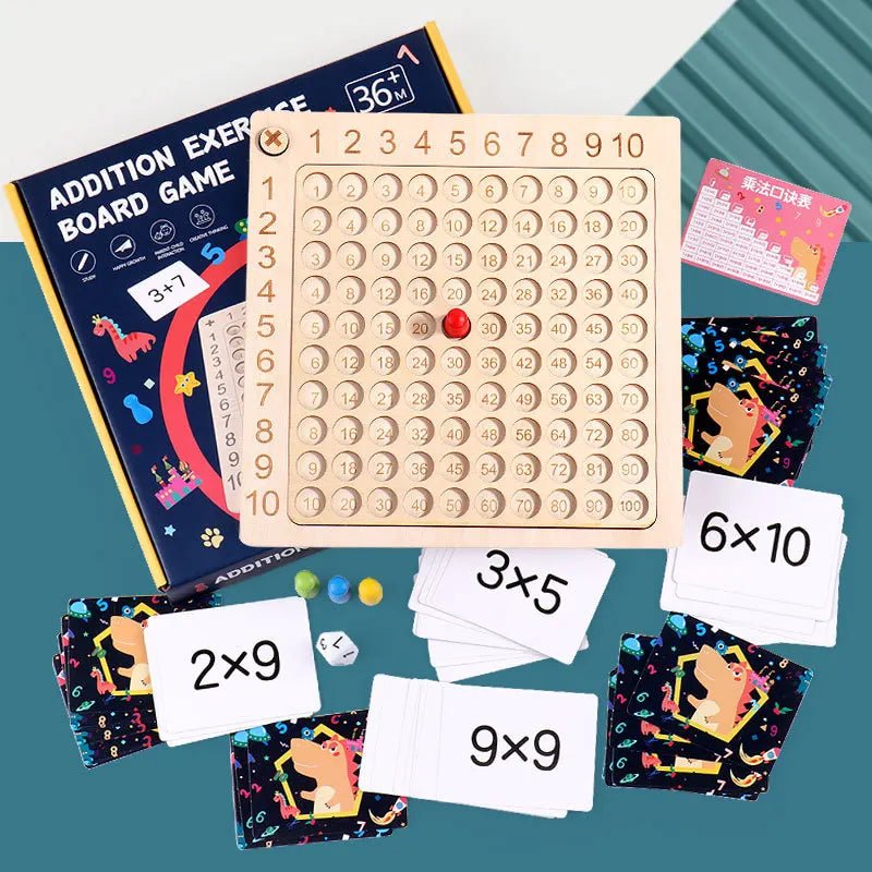 Jeu de Plateau en Bois de Multiplication - Jouet Éducatif - Jeu Éducatif Enfant