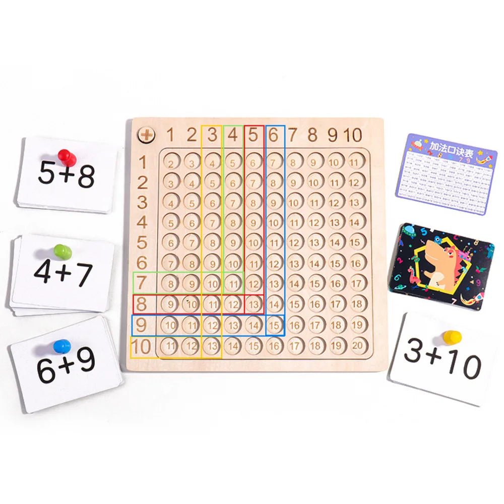 Jeu de Plateau en Bois de Multiplication - Jouet Éducatif - Jeu Éducatif Enfant