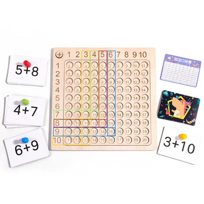 Jeu de Plateau en Bois de Multiplication - Jouet Éducatif - Jeu Éducatif Enfant