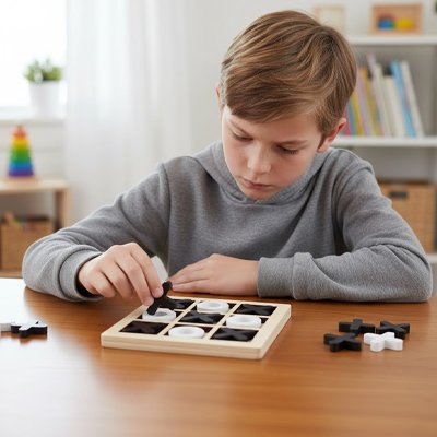 Jeu de réflexion et de logique, jeu tic tac toe bois enfant 