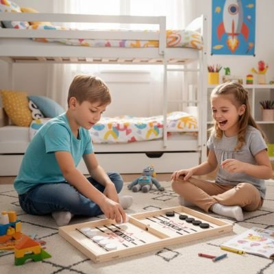 Jeu de société enfant, hockey de table en bois 2 joueurs coordination œil‑main