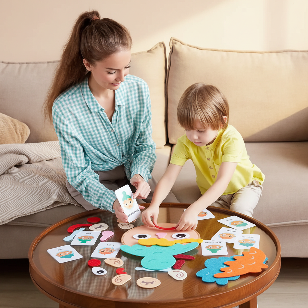 Maman et enfant jouant avec BizyKoady 