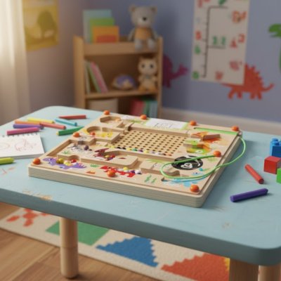 Jeu magnetique, labyrinthe magnétique dinosaures Montessori 3–6 ans 