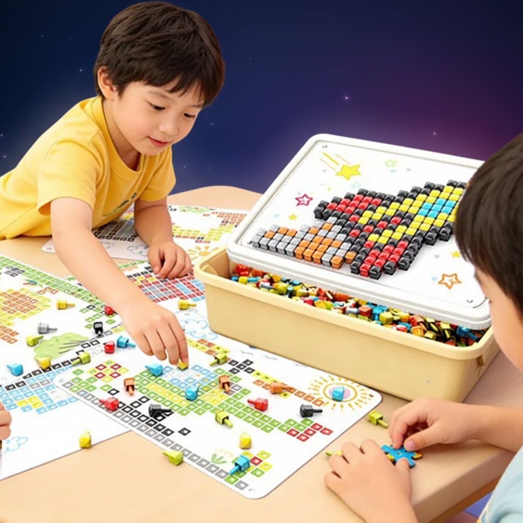 Jeu de Plateau à Picots Pour Enfants – 480 Chevilles Colorées Mosaïque 
