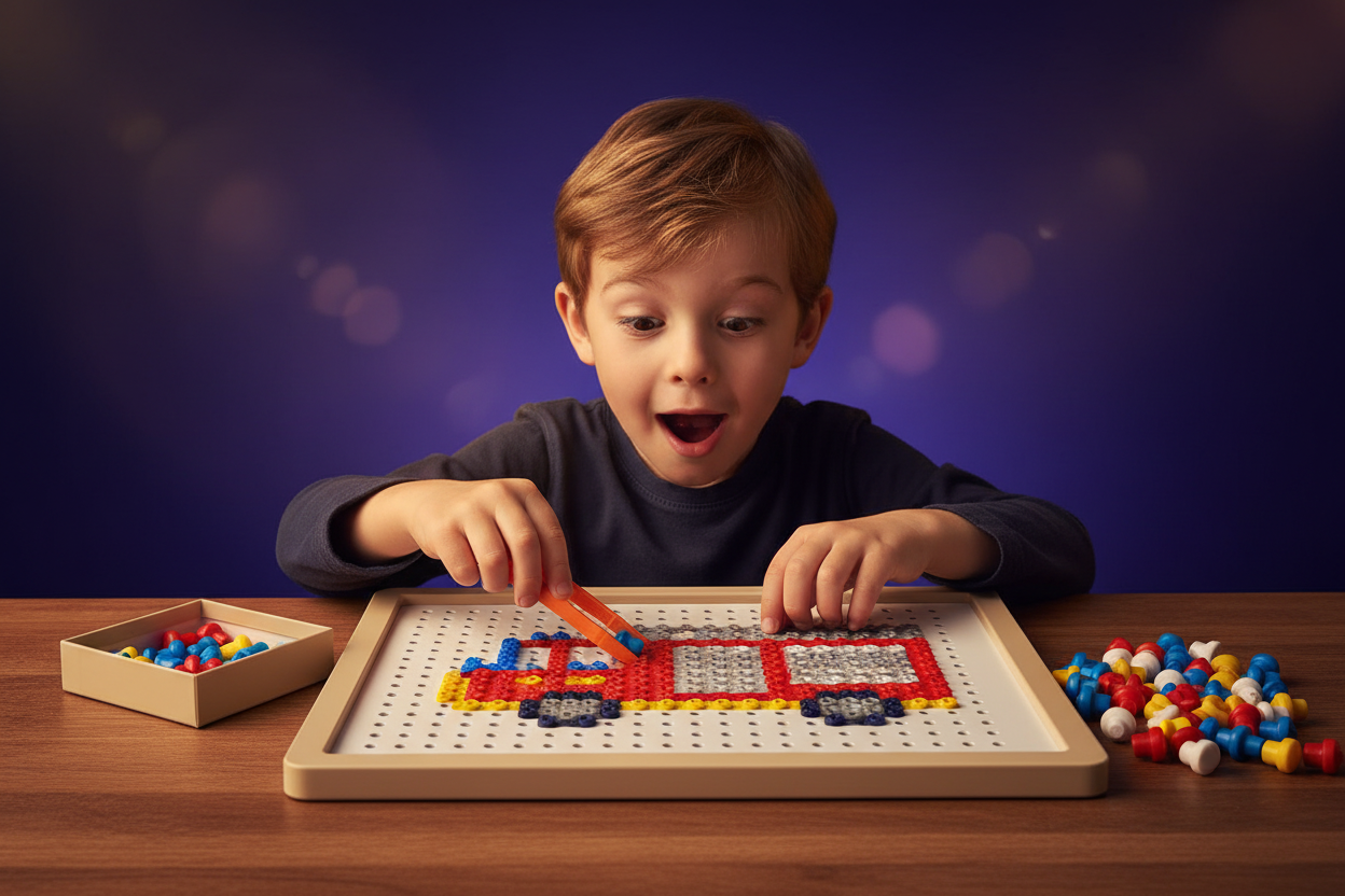 Jeu de Plateau à Picots Pour Enfants – 480 Chevilles Colorées Mosaïque 