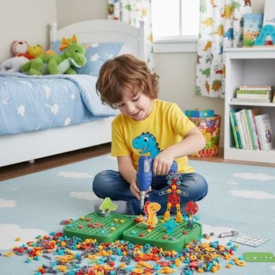 Jeux de construction • jouet dinosaure perceuse valise 230 pièces STEM 3D 2D