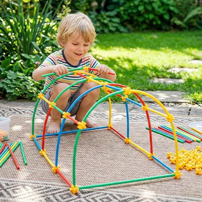 Jeux de construction pailles et connecteurs 4–6 ans