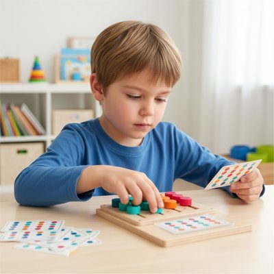 Jeux de réflexion et de logique, planche Montessori couleurs 