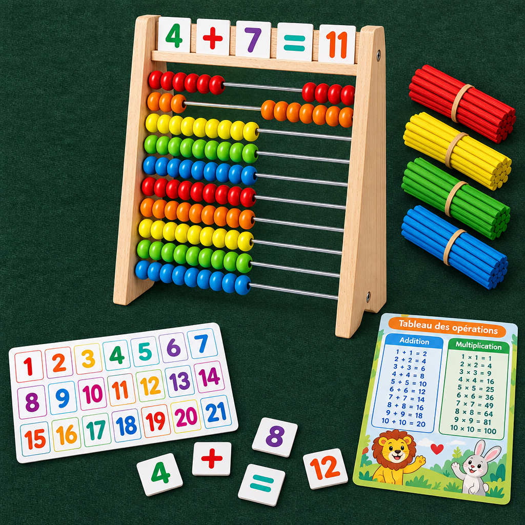 Jouet éducatif mathématiques pour enfants avec perles colorées