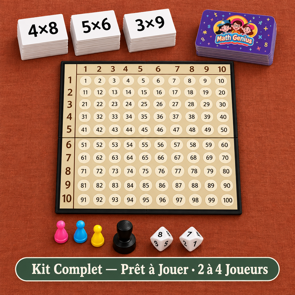 Table de formule de multiplication pour l'école à la maison
