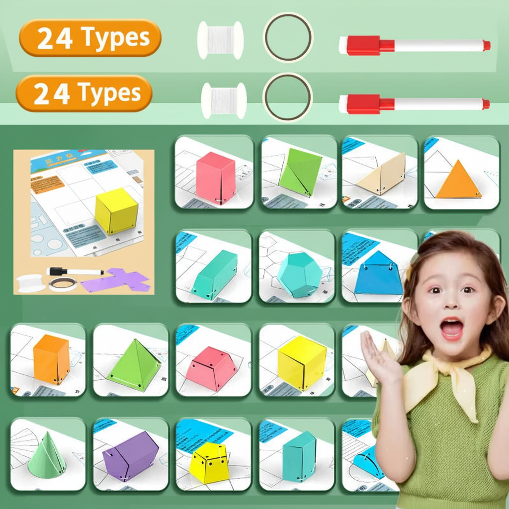 Livre géométrie 3D 24 formes géométriques colorées à tirer