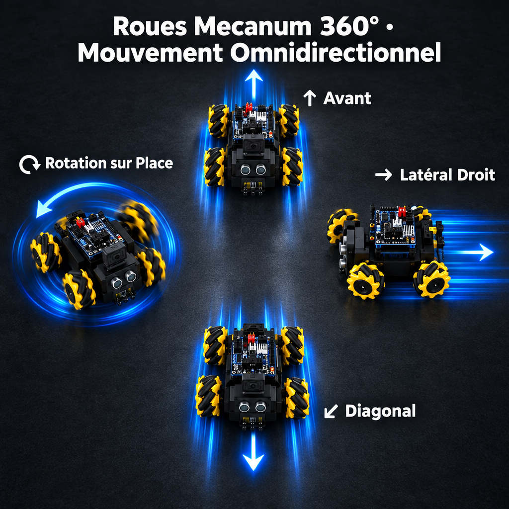Mecanum 360, Kit robot éducatif en métal pour apprendre le langage C