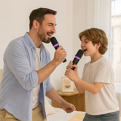 Micro karaoke • kit karaoké enfants Bluetooth 5.3 double micro DSP lumière RVB voiture maison