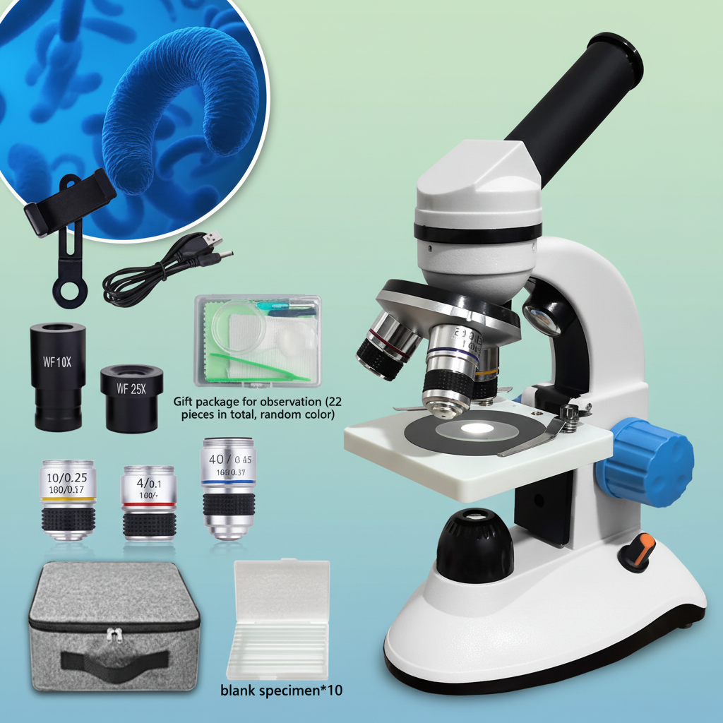 Microscope monoculaire avec kit complet 