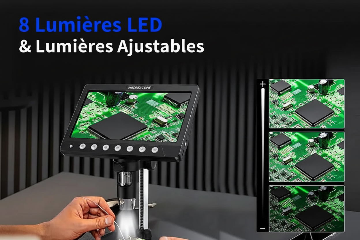 8 Lumières LED et Lumières Ajustables