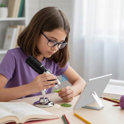 Microscope numérique portable enfant support flexible observation nature