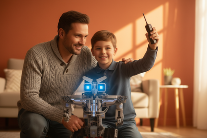 Offrez-lui le Pouvoir de Créer — père fils robot STEM