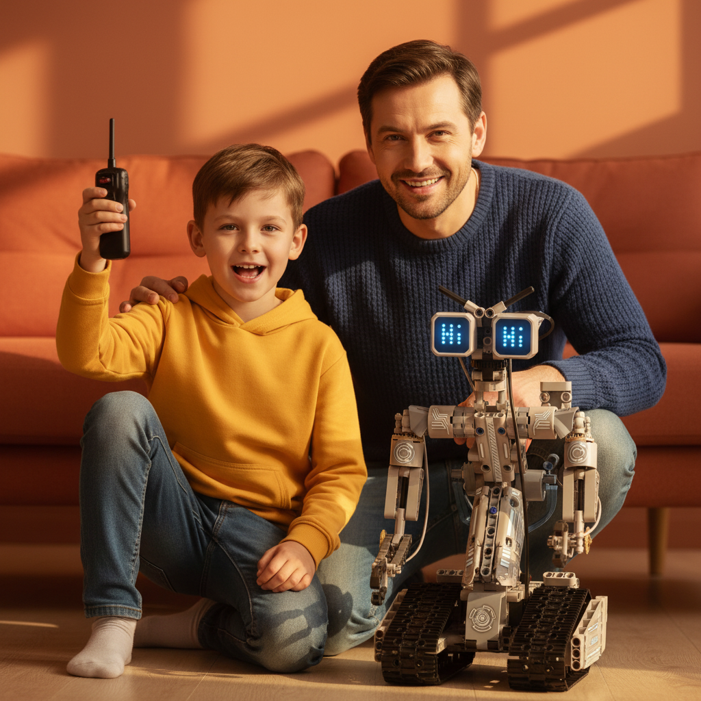 Père et fils robot STEM LED yeux allumés 