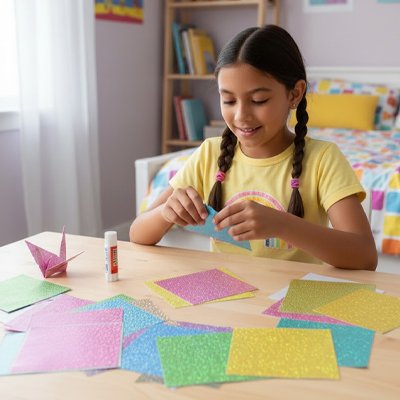 Papier pour origami, papier scrapbooking brillant.