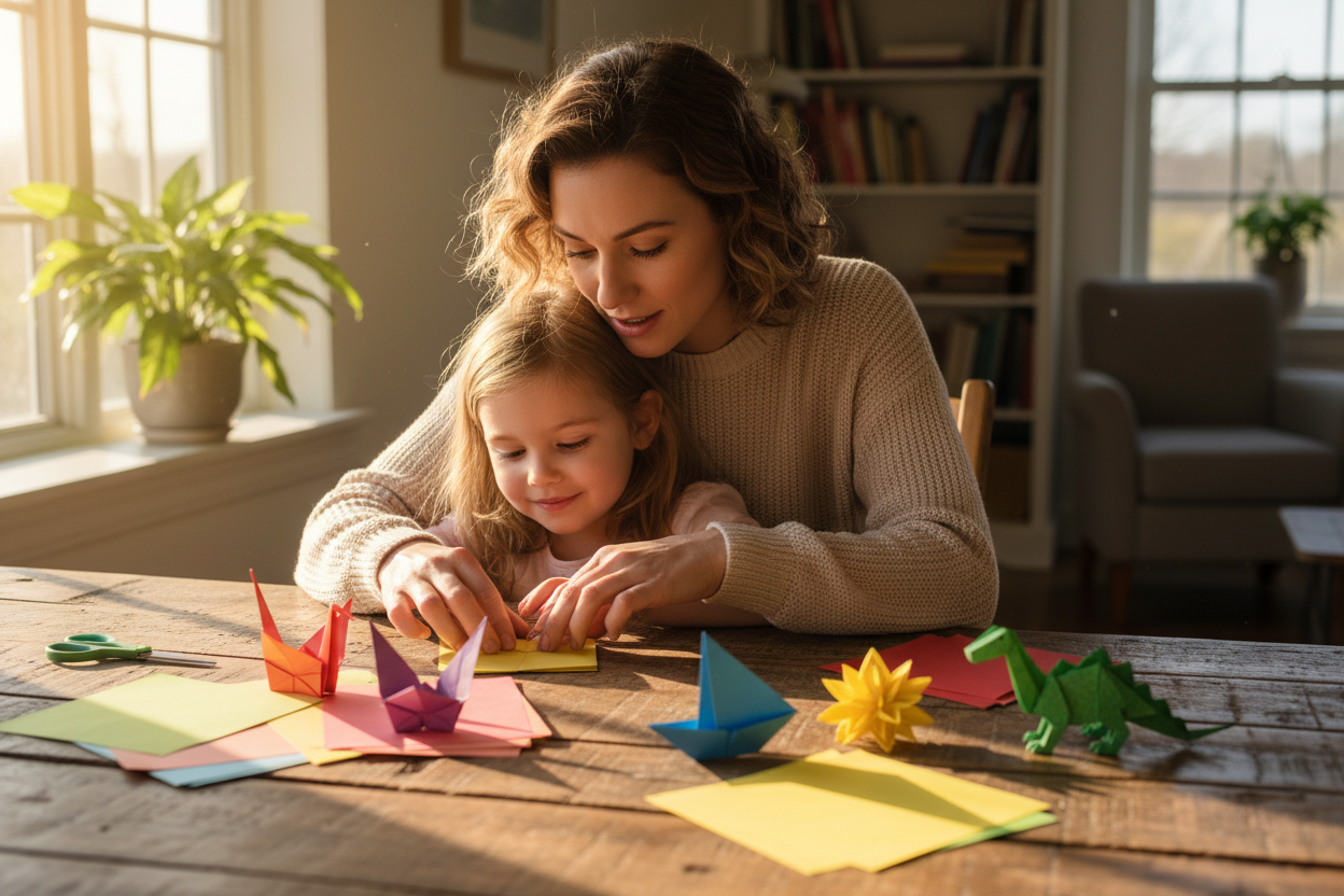 Parent et enfant partageant un moment créatif