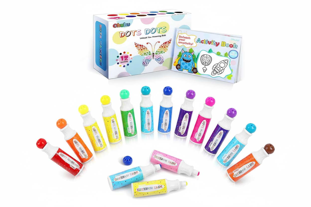 Présentation complète kit Ohuhu marqueurs lavables 12 couleurs