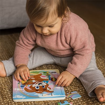 Puzzle bois, dessin animé en bois 150×150×5 mm sécurisé bords arrondis