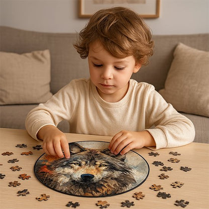 Puzzle bois éléphant loup bois déco chambre bureau cadeau