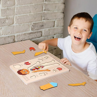 Puzzle bois, jeu d’apprentissage parties du corps sans écran