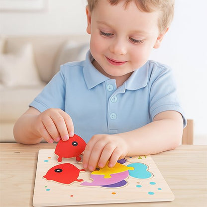Puzzle bois, jouet éducatif couleurs formes sans écran bois naturel