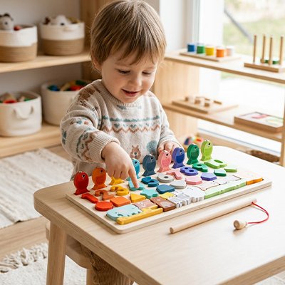 Puzzle bois • jouet pêche magnétique bois apprentissage chiffres