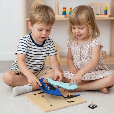 Puzzle bois, panneau cognitif faune flore 