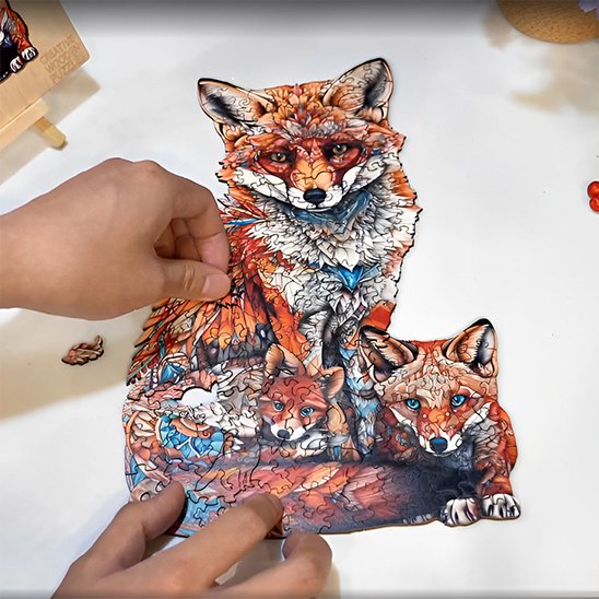 Puzzle bois • puzzle adulte renard pièces irrégulières bois durable 20 x 30 cm